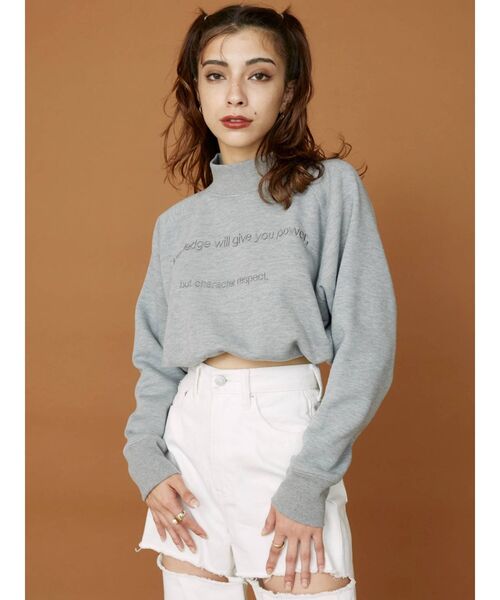 EVRIS（エヴリス）の「ハイネッククロップドスウェットトップス【セットアップ着用可能】（スウェット・レディース・ブラック/グレー/パープル/ホワイト・FREE）」の16枚目の写真