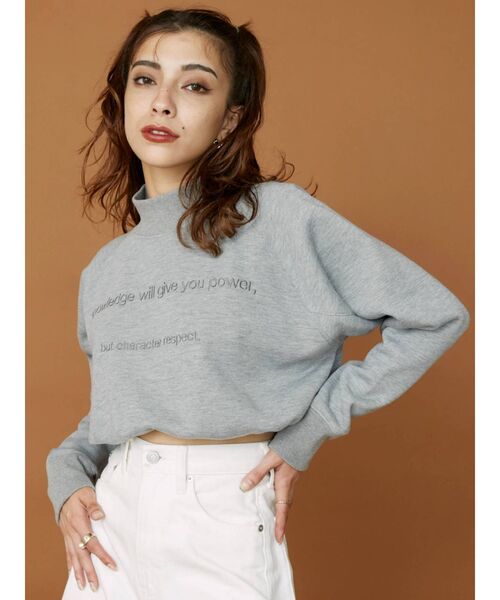 EVRIS（エヴリス）の「ハイネッククロップドスウェットトップス【セットアップ着用可能】（スウェット・レディース・ブラック/グレー/パープル/ホワイト・FREE）」の17枚目の写真