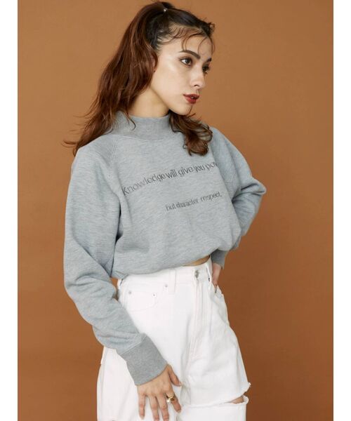 EVRIS（エヴリス）の「ハイネッククロップドスウェットトップス【セットアップ着用可能】（スウェット・レディース・ブラック/グレー/パープル/ホワイト・FREE）」の18枚目の写真