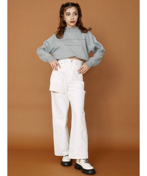 EVRIS（エヴリス）の「ハイネッククロップドスウェットトップス【セットアップ着用可能】（スウェット・レディース・ブラック/グレー/パープル/ホワイト・FREE）」の21枚目の写真