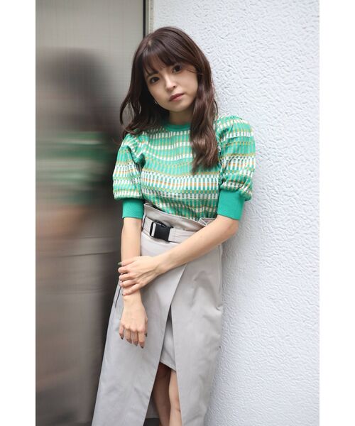MURUA（ムルーア）の「ジオメトリックボーダーニット（ニット/セーター・レディース・ブラック/マスタード/グリーン・FREE）」の16枚目の写真