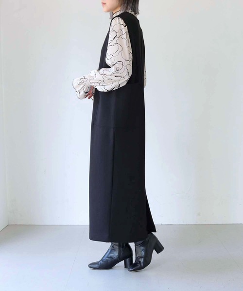 HER CLOSET(ハークローゼット)の「【vingtrois】キーネックダンボールジャンパースカート(ジャンパースカート・レディース・ベージュ/カーキ/ブラック・M)」の10枚目の写真