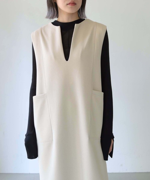 HER CLOSET(ハークローゼット)の「【vingtrois】キーネックダンボールジャンパースカート(ジャンパースカート・レディース・ベージュ/カーキ/ブラック・M)」の16枚目の写真