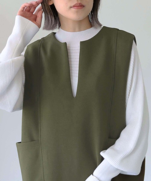 HER CLOSET(ハークローゼット)の「【vingtrois】キーネックダンボールジャンパースカート(ジャンパースカート・レディース・ベージュ/カーキ/ブラック・M)」の21枚目の写真