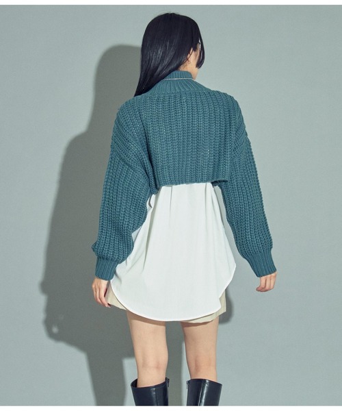 ANAP(アナップ)の「ハイネッククロップドニットトップスセーター(ニット/セーター・レディース・アイボリー/ブラック/ブルー・FREE)」の8枚目の写真