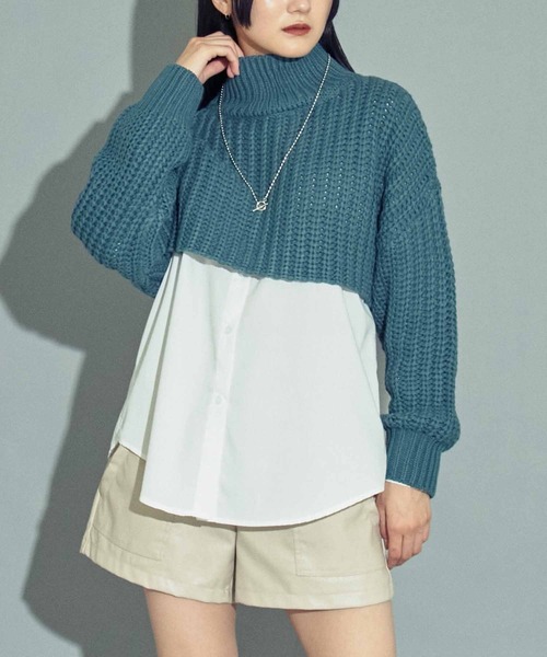 ANAP(アナップ)の「ハイネッククロップドニットトップスセーター(ニット/セーター・レディース・アイボリー/ブラック/ブルー・FREE)」の17枚目の写真