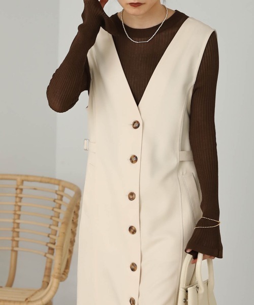 Bab（バブ）の「2WAYサイドベルトワンピース（ワンピース・レディース・ブラック/アイボリー/ベージュ・M）」の4枚目の写真