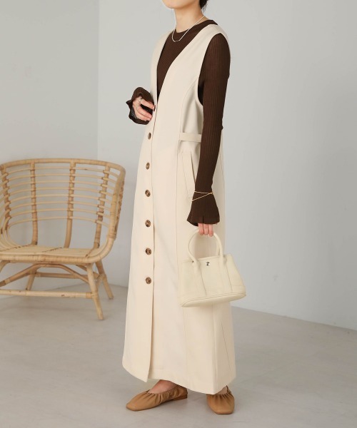 Bab（バブ）の「2WAYサイドベルトワンピース（ワンピース・レディース・ブラック/アイボリー/ベージュ・M）」の5枚目の写真