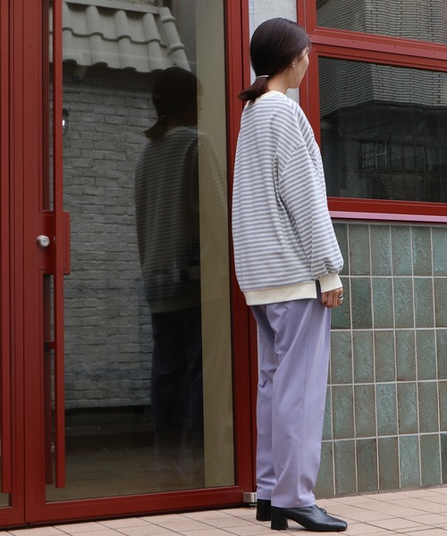 Brownie（ブラウニー）の「Brownie 袖ボリュームボーダーBIGプルオーバー（Tシャツ/カットソー・レディース・モカ/ブラック/グレー・FREE）」の11枚目の写真