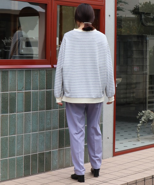 Brownie（ブラウニー）の「Brownie 袖ボリュームボーダーBIGプルオーバー（Tシャツ/カットソー・レディース・モカ/ブラック/グレー・FREE）」の12枚目の写真