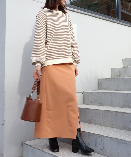 Brownie（ブラウニー）の「Brownie 袖ボリュームボーダーBIGプルオーバー（Tシャツ/カットソー・レディース・モカ/ブラック/グレー・FREE）」の22枚目の写真