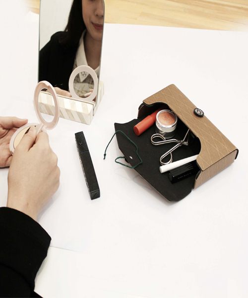 GLOBAL FORME CONCRETE（グローバルフォルムコンクリート）の「CODDLE + PAPER15 STRIPE 【コスメポーチ】（ポーチ・レディース・ブラウン/イエロー/シルバー・FREE）」の6枚目の写真