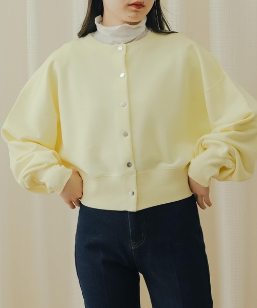 SENSE OF PLACE by URBAN RESEARCH（センスオブプレイスバイアーバンリサーチ）の「2WAYロゴスウェットカーディガン（カーディガン/ボレロ・レディース・グレー/ネイビー/イエロー・ONE）」の8枚目の写真