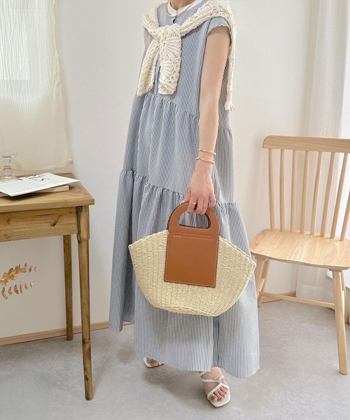 classicalelf(クラシカルエルフ)の「360度きゅんっ。夏っぽサッカー生地でさらり。バックリボン ティアードワンピース(ワンピース・レディース・ブラック系その他/ベージュ/ブラック・X-LARGE/MEDIUM/LARGE/SMALL)」の20枚目の写真