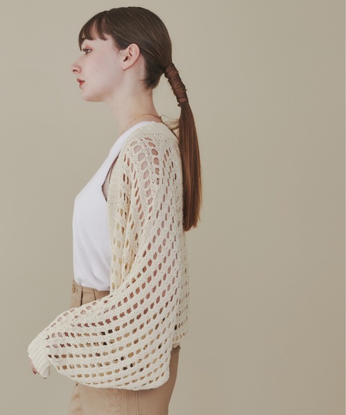 ANGIE（アンジー）の「透かし編みメッシュニットボレロ（カーディガン/ボレロ・レディース・ブルー/ブラック/アイボリー/ライトグレー/ライム・FREE）」の13枚目の写真