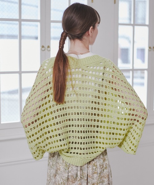 ANGIE（アンジー）の「透かし編みメッシュニットボレロ（カーディガン/ボレロ・レディース・ブルー/ブラック/アイボリー/ライトグレー/ライム・FREE）」の11枚目の写真