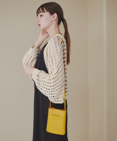 ANGIE（アンジー）の「透かし編みメッシュニットボレロ（カーディガン