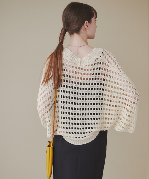 ANGIE（アンジー）の「透かし編みメッシュニットボレロ（カーディガン/ボレロ・レディース・ブルー/ブラック/アイボリー/ライトグレー/ライム・FREE）」の9枚目の写真