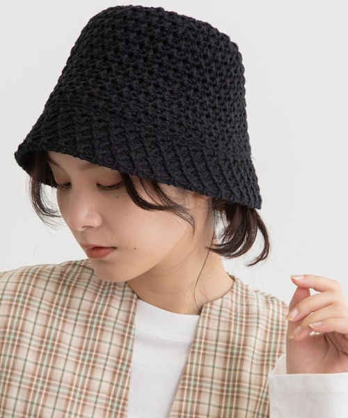 POU DOU DOU（プードゥドゥ）の「透かし編みサーモベルハット（ハット・レディース・アイボリー/ブラック・8）」の2枚目の写真
