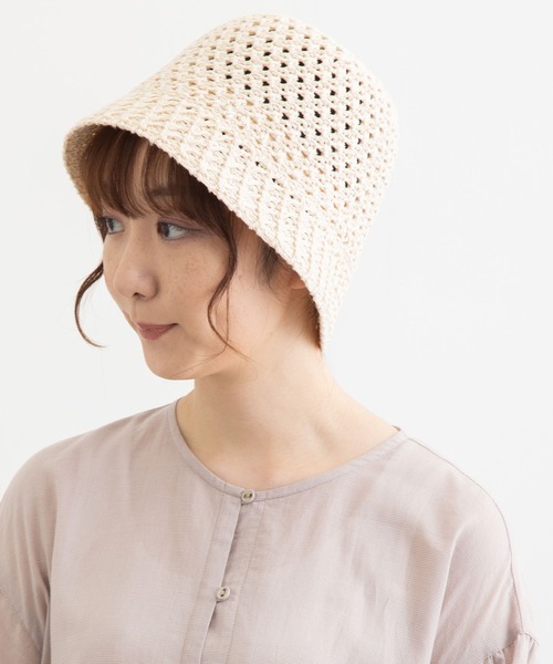 POU DOU DOU（プードゥドゥ）の「透かし編みサーモベルハット（ハット・レディース・アイボリー/ブラック・8）」の6枚目の写真