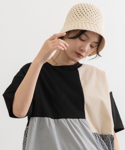 POU DOU DOU（プードゥドゥ）の「透かし編みサーモベルハット（ハット・レディース・アイボリー/ブラック・8）」の10枚目の写真