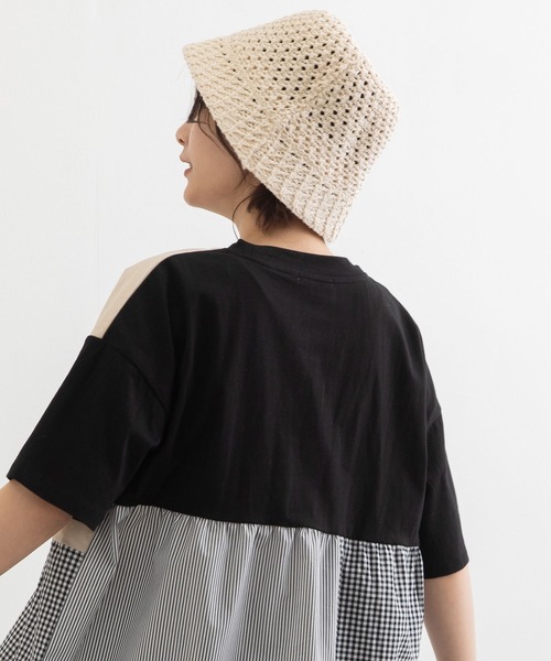 POU DOU DOU（プードゥドゥ）の「透かし編みサーモベルハット（ハット・レディース・アイボリー/ブラック・8）」の8枚目の写真