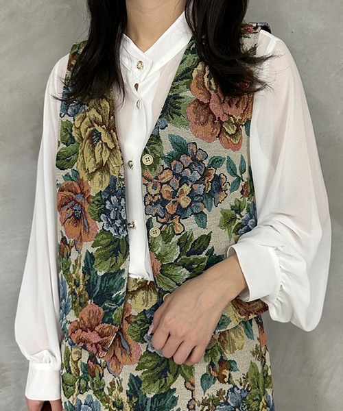 kutir（クティール）の「【セットアップ可】ゴブランベスト（ベスト・レディース・ブラック/アイボリー・FREE）」の4枚目の写真