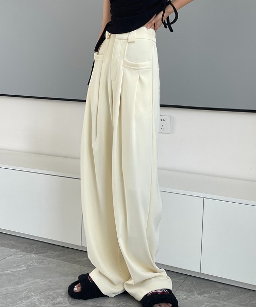 Vipoa（ヴィポア）の「ワイドストレートボリュームスラックス（スラックス・レディース・ブラック/アイボリー/グレー・MEDIUM/LARGE）」の20枚目の写真