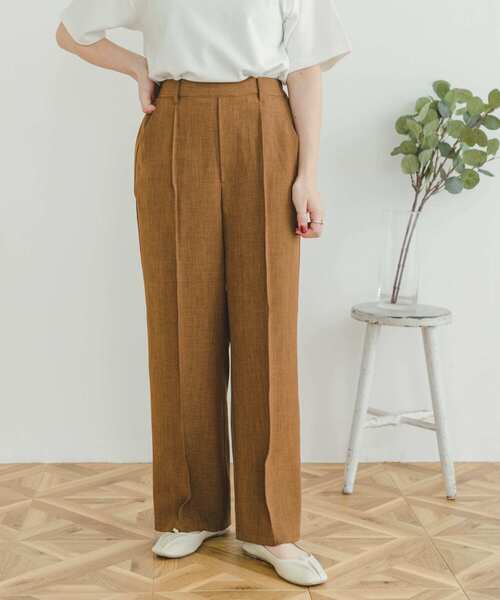 ITEMS URBANRESEARCH（アイテムズ アーバンリサーチ）の「リネンライクワイドパンツ（スラックス・レディース・ベージュ/チャコールグレー/キャメル・FREE）」の7枚目の写真