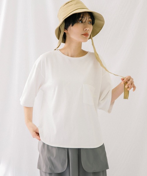 EKAL(エカル)の「ショートスリーブロングテールロゴTシャツ(Tシャツ/カットソー・レディース・ブラック/オフホワイト/オレンジ系その他・ONE)」の2枚目の写真