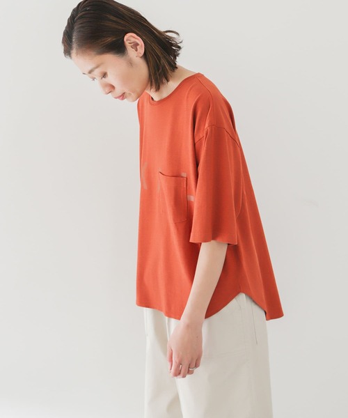 EKAL(エカル)の「ショートスリーブロングテールロゴTシャツ(Tシャツ/カットソー・レディース・ブラック/オフホワイト/オレンジ系その他・ONE)」の15枚目の写真