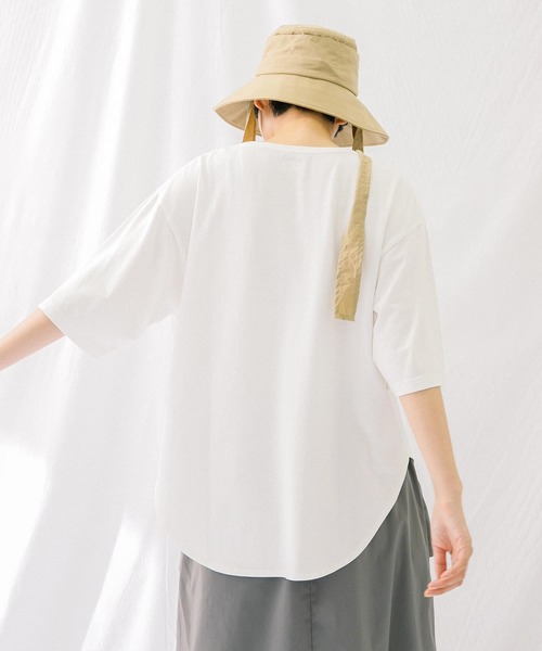 EKAL(エカル)の「ショートスリーブロングテールロゴTシャツ(Tシャツ/カットソー・レディース・ブラック/オフホワイト/オレンジ系その他・ONE)」の16枚目の写真
