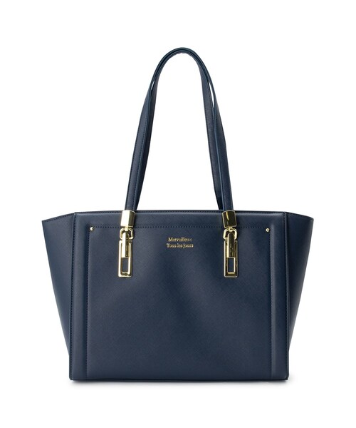 Ober Tashe(オーバータッシェ)の「ロゴ型押し3層トート(トートバッグ・レディース・アイボリー/ブラック/ピンク系/ブルー/ネイビー・FREE)」の3枚目の写真