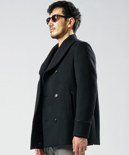 wjk(ダヴルジェイケイ)の「mj9200-shawl collar half coat ハーフコート(ピーコート・メンズ・ブラック/カーキ・M/S/XL/L)」の5枚目の写真