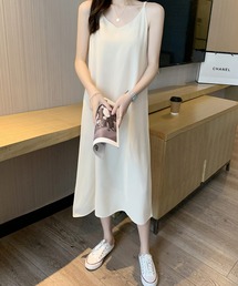shopnikoniko（ショップニコニコ）の「キャミワンピース ロング フレア 細ストラップ（ワンピース・レディース）」