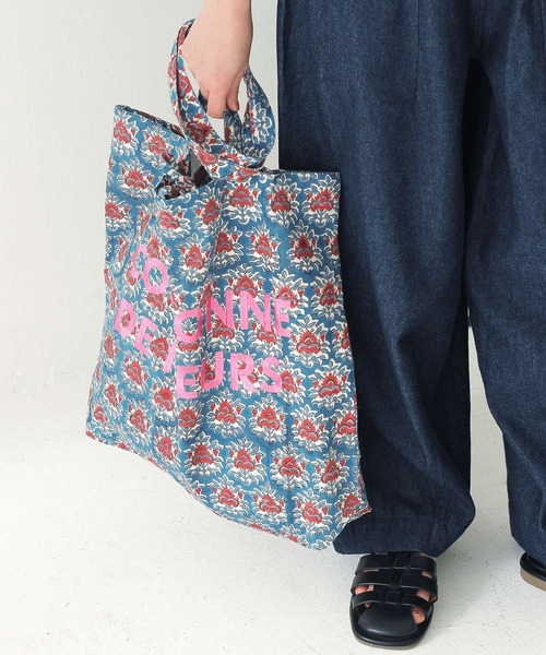 Crisp(クリスプ)の「ブロックプリント刺繍バッグ(トートバッグ・レディース・ブルー/グリーン/ピンク・FREE)」の15枚目の写真