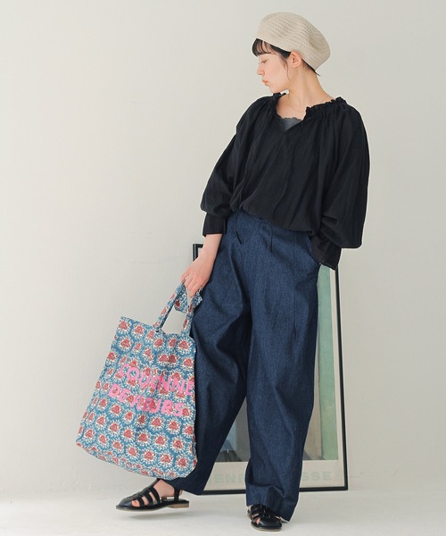 Crisp(クリスプ)の「ブロックプリント刺繍バッグ(トートバッグ・レディース・ブルー/グリーン/ピンク・FREE)」の13枚目の写真