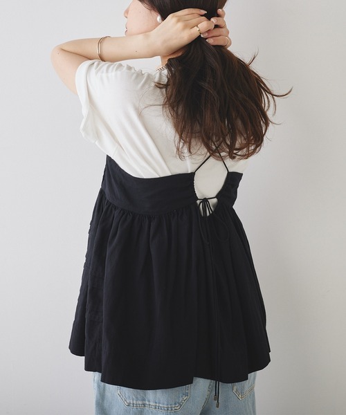 PUAL CE CIN（ピュアルセシン）の「コットンガーゼペプラムキャミブラウス（キャミソール・レディース・オフホワイト/ブラック/ベージュ・FREE）」の7枚目の写真