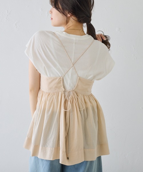 PUAL CE CIN（ピュアルセシン）の「コットンガーゼペプラムキャミブラウス（キャミソール・レディース・オフホワイト/ブラック/ベージュ・FREE）」の21枚目の写真