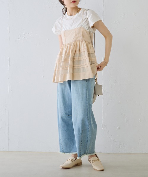 PUAL CE CIN（ピュアルセシン）の「コットンガーゼペプラムキャミブラウス（キャミソール・レディース・オフホワイト/ブラック/ベージュ・FREE）」の18枚目の写真