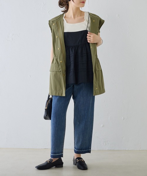 PUAL CE CIN（ピュアルセシン）の「コットンガーゼペプラムキャミブラウス（キャミソール・レディース・オフホワイト/ブラック/ベージュ・FREE）」の10枚目の写真