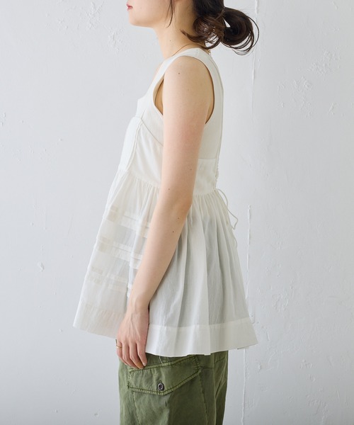 PUAL CE CIN（ピュアルセシン）の「コットンガーゼペプラムキャミブラウス（キャミソール・レディース・オフホワイト/ブラック/ベージュ・FREE）」の22枚目の写真