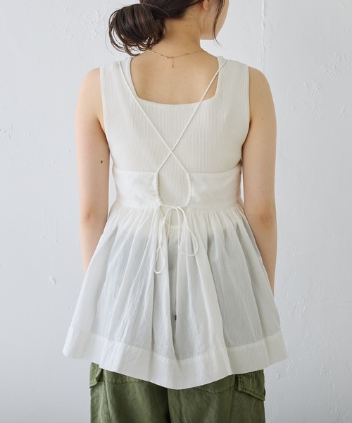 PUAL CE CIN（ピュアルセシン）の「コットンガーゼペプラムキャミブラウス（キャミソール・レディース・オフホワイト/ブラック/ベージュ・FREE）」の19枚目の写真