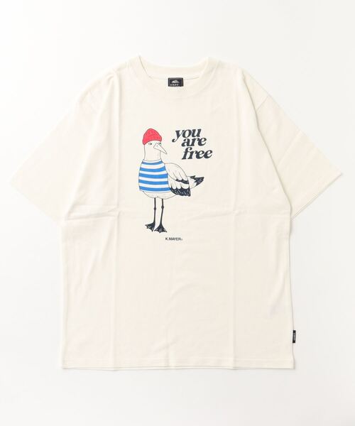 KRIFF MAYER（クリフメイヤー）の「Heavy ounce illustrated short sleeve T-shirt / ヘビーオンス イラスト半袖Ｔシャツ unisex（Tシャツ/カットソー・メンズ・ホワイト系その他/チャコール/チャコールグレー/ホワイト系その他2/グリーン/グリーン系その他/ワイン/ネイビー系/ネイビー/グレー系その他/レッド/オフホワイト・M/XL/L）」の4枚目の写真