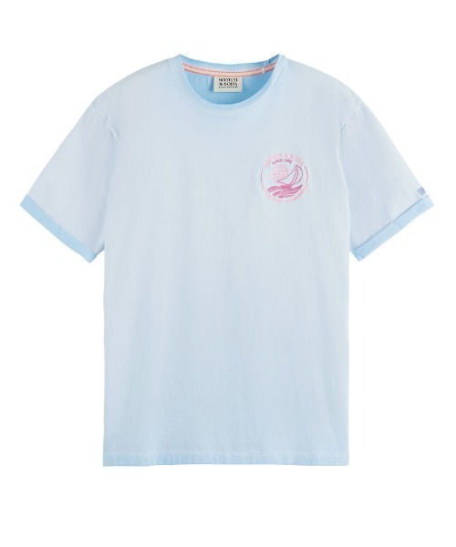 SCOTCH&SODA(スコッチアンドソーダ)の「コールドダイ アートワークTシャツ【171703】(Tシャツ/カットソー・メンズ・ピンク/ライトブルー・SMALL/MEDIUM/LARGE)」の1枚目の写真