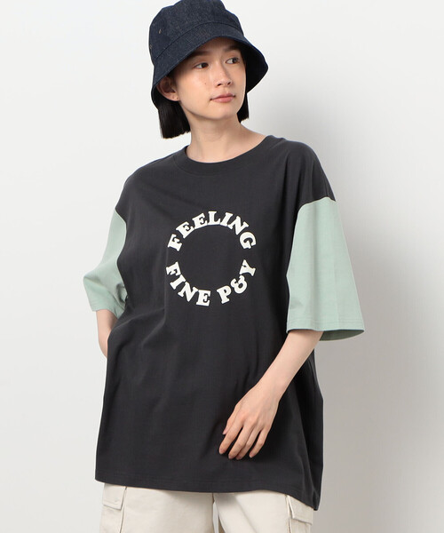 Purple&Yellow(パープルアンドイエロー)の「サークルプリント カラースリーブ 半袖Tシャツ(Tシャツ/カットソー・メンズ・ボルドー/グレイッシュベージュ/チャコール・SMALL/MEDIUM/LARGE)」の8枚目の写真