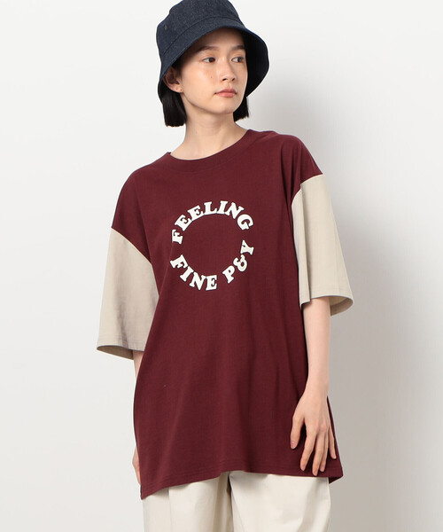 Purple&Yellow(パープルアンドイエロー)の「サークルプリント カラースリーブ 半袖Tシャツ(Tシャツ/カットソー・メンズ・ボルドー/グレイッシュベージュ/チャコール・SMALL/MEDIUM/LARGE)」の12枚目の写真