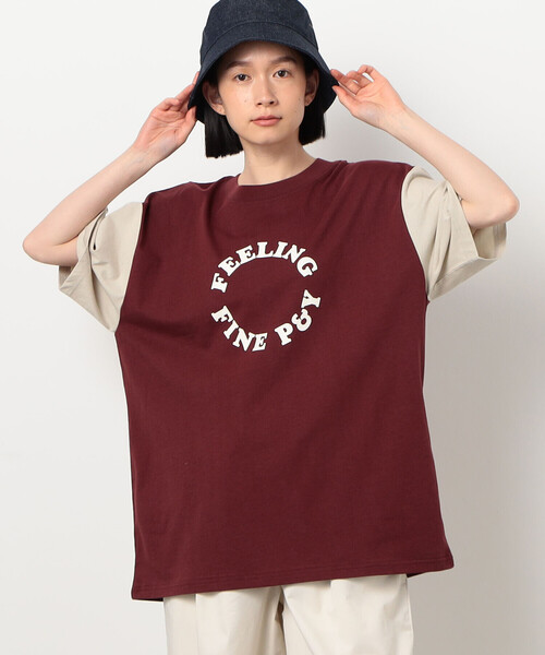 Purple&Yellow(パープルアンドイエロー)の「サークルプリント カラースリーブ 半袖Tシャツ(Tシャツ/カットソー・メンズ・ボルドー/グレイッシュベージュ/チャコール・SMALL/MEDIUM/LARGE)」の13枚目の写真