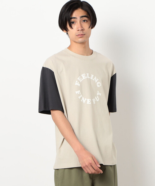 Purple&Yellow(パープルアンドイエロー)の「サークルプリント カラースリーブ 半袖Tシャツ(Tシャツ/カットソー・メンズ・ボルドー/グレイッシュベージュ/チャコール・SMALL/MEDIUM/LARGE)」の15枚目の写真
