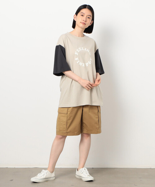 Purple&Yellow(パープルアンドイエロー)の「サークルプリント カラースリーブ 半袖Tシャツ(Tシャツ/カットソー・メンズ・ボルドー/グレイッシュベージュ/チャコール・SMALL/MEDIUM/LARGE)」の16枚目の写真